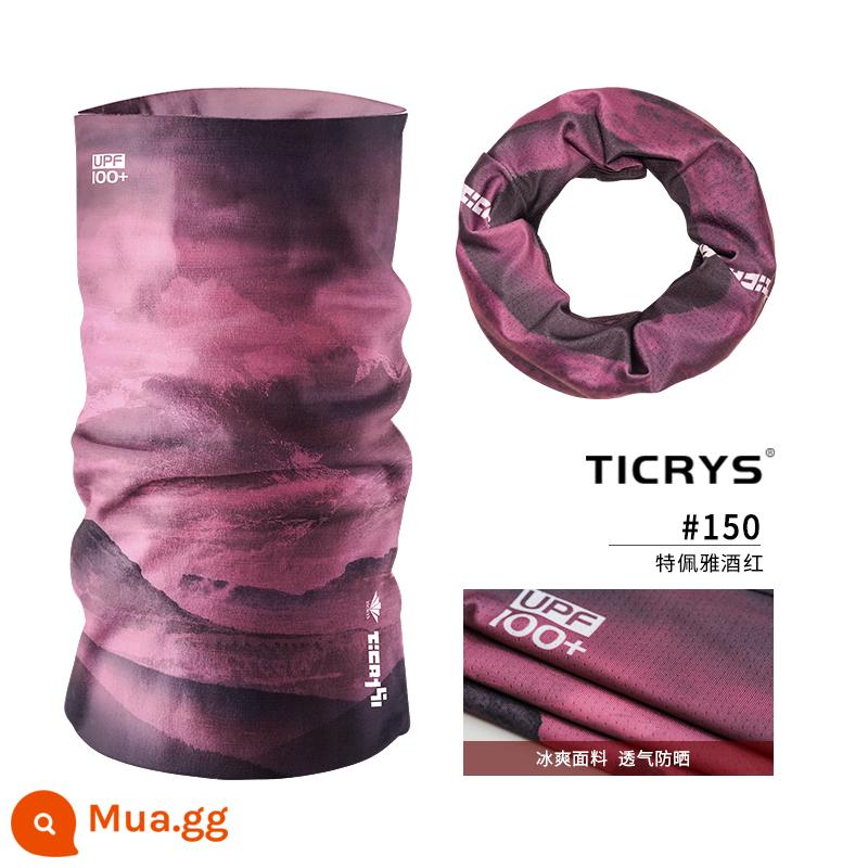 TICRYS ma thuật khăn trùm đầu nam lụa băng mặt nạ chống nắng che cổ mùa hè đi xe khô nhanh khăn mặt nữ câu cá khăn phần mỏng - [Lụa băng nguội đi, khô nhanh và chống nắng] #150-Tepaya đỏ rượu vang