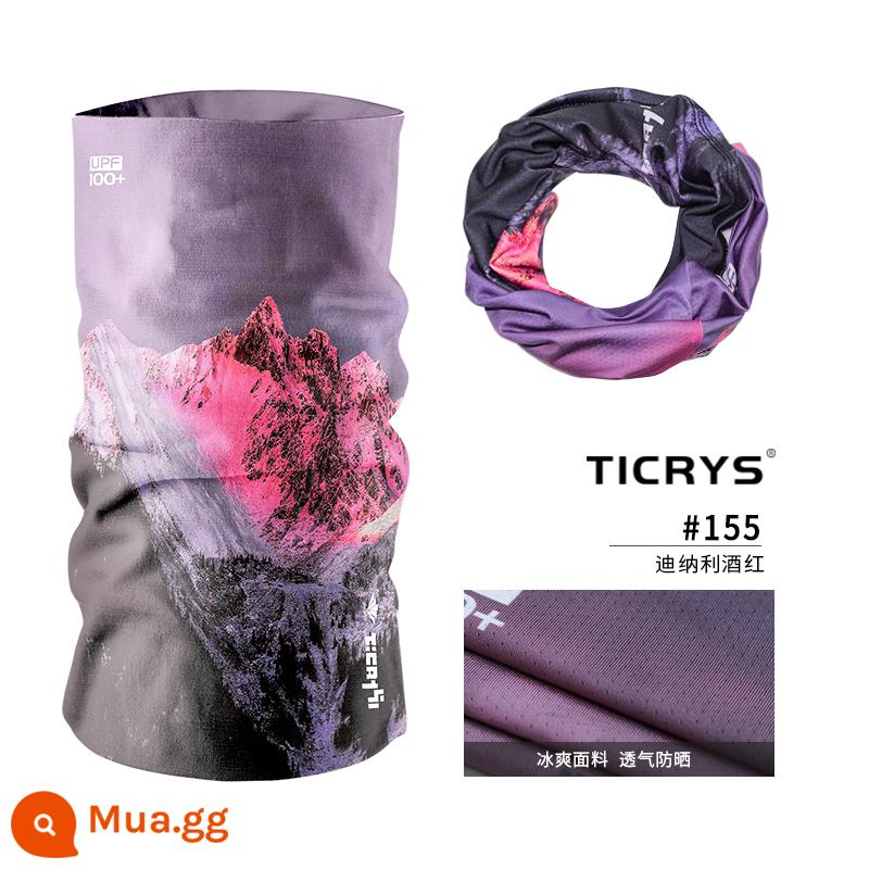 TICRYS Thể Thao Cổ Băng Lụa Nữ Mặt Nạ Chống Nắng Ngoài Trời Magic Băng Đô Cài Tóc Turban Gọng Đi Xe Đạp Mặt Khăn Chống Tia UV - [Làm lạnh bằng đá, nhanh khô và chống nắng] #155-Denali đỏ rượu vang