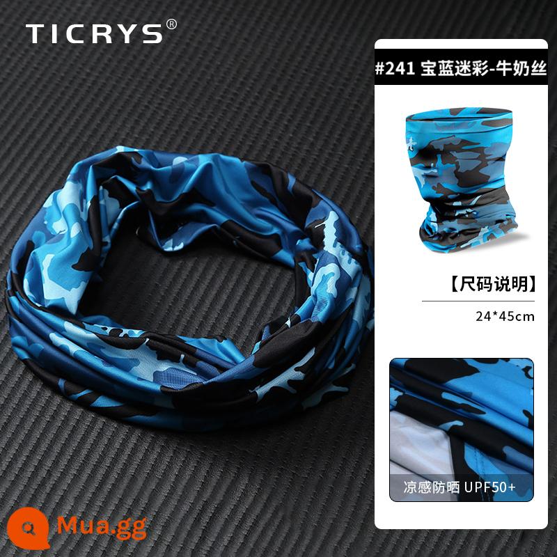 TICRYS Ngoài Trời Khăn Quàng Cổ Nam Mùa Hè Phần Mỏng Magic Turban Băng Lụa Nam Mặt Nạ Chống Nắng Khăn Choàng Đi Xe Đạp Cho Nữ - #241-Sapphire ngụy trang màu xanh [lụa sữa, thấm mồ hôi và nhanh khô]