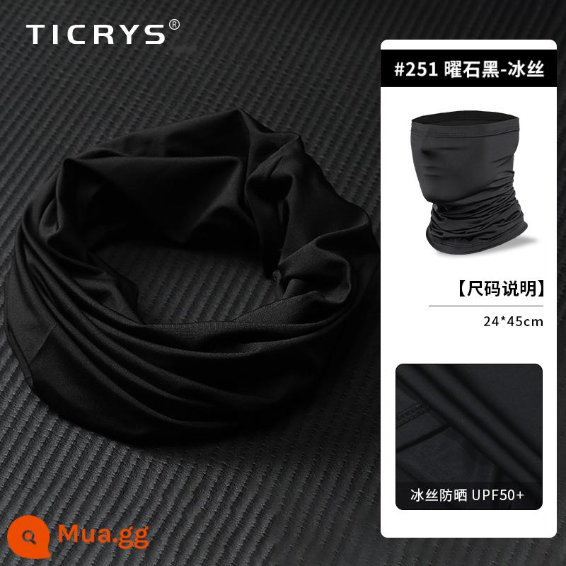 TICRYS Ngoài Trời Khăn Quàng Cổ Mùa Hè Mỏng Phần Magic Khăn Trùm Đầu Nam Ice Silk Mặt Nạ Chống Nắng Câu Cá Đi Xe Đạp Mặt Khăn - #251-Obsidian Black [Lụa băng thoáng khí, thấm mồ hôi và nhanh khô]