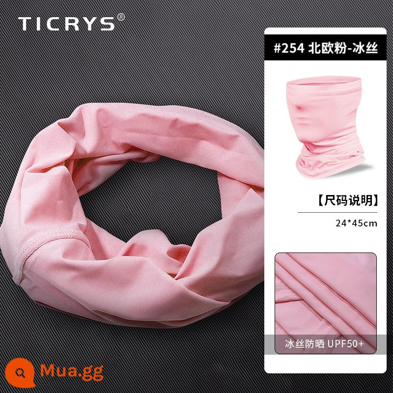 TICRYS Ngoài Trời Khăn Quàng Cổ Mùa Hè Mỏng Phần Magic Khăn Trùm Đầu Nam Ice Silk Mặt Nạ Chống Nắng Câu Cá Đi Xe Đạp Mặt Khăn - #254-Hồng Bắc Âu [Lụa băng thoáng khí, thấm mồ hôi và nhanh khô]