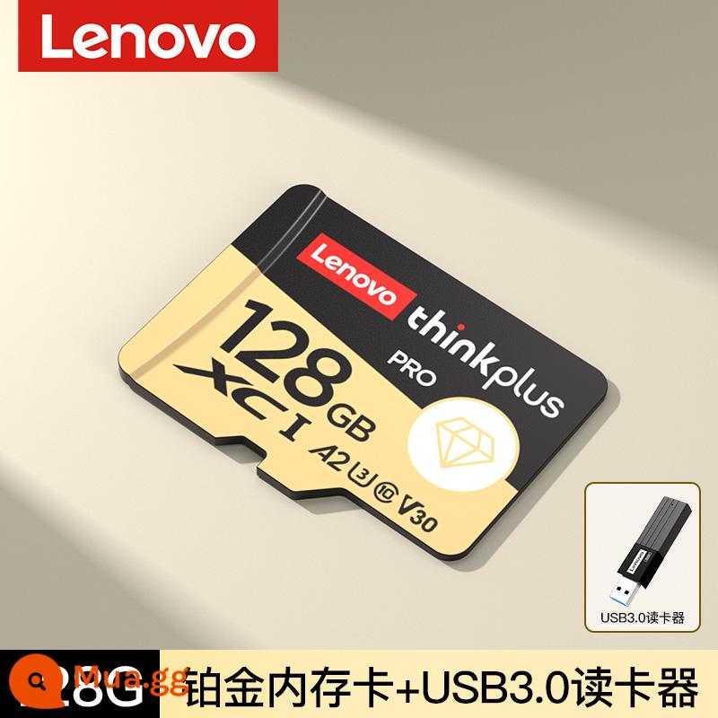 Lenovo 128g thẻ nhớ điện thoại di động lái xe ghi âm thẻ micro sd tốc độ cao thẻ tf chuyển đổi thẻ nhớ - Model bạch kim [128G]+đầu đọc thẻ USB3.0