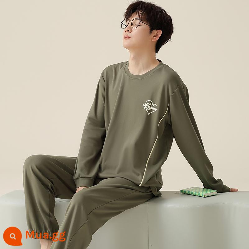 2022 Mới Bộ Đồ Ngủ Nam Xuân Thu Nam Cotton Nguyên Chất Tay Dài Bé Trai Teen Thu Đông Homewear Bộ - Sự hào hùng phi thường