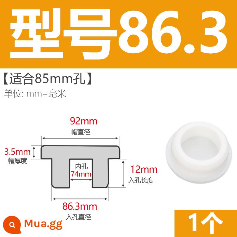 T-hình silicone cắm không thấm nước niêm phong chặn cắm cao su lỗ cắm cao su mềm cắm lỗ tròn cắm nhựa cắm ống cắm cắm bìa - Model 86.3 (phù hợp với lỗ 85mm) trắng/1 chiếc