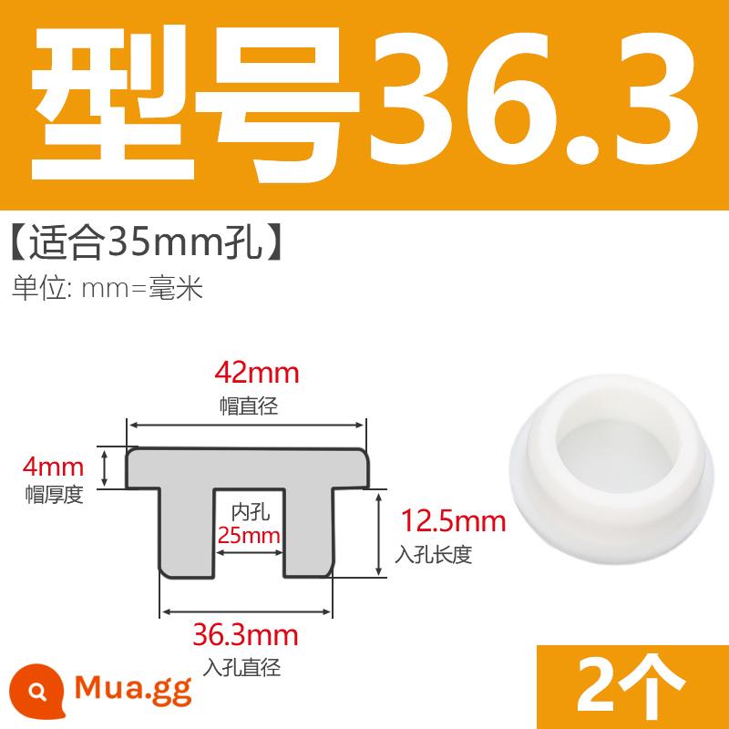 T-hình silicone cắm không thấm nước niêm phong chặn cắm cao su lỗ cắm cao su mềm cắm lỗ tròn cắm nhựa cắm ống cắm cắm bìa - Model 36.3 (thích hợp cho lỗ 35mm) trắng/2 chiếc