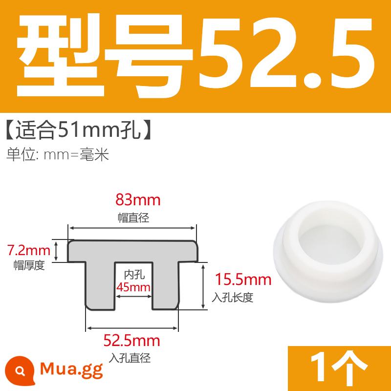 T-hình silicone cắm không thấm nước niêm phong chặn cắm cao su lỗ cắm cao su mềm cắm lỗ tròn cắm nhựa cắm ống cắm cắm bìa - Model 52.5 (thích hợp cho lỗ 51mm) trắng/1 chiếc