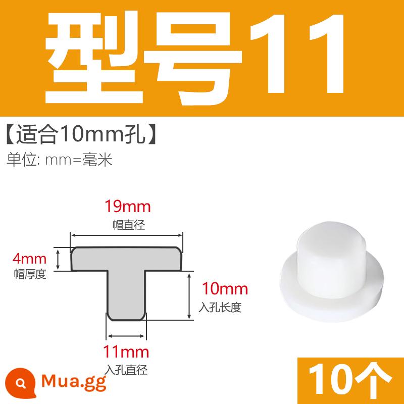 T-hình silicone cắm không thấm nước niêm phong chặn cắm cao su lỗ cắm cao su mềm cắm lỗ tròn cắm nhựa cắm ống cắm cắm bìa - Model 11-Rắn (thích hợp cho lỗ 10mm) trắng/10 miếng