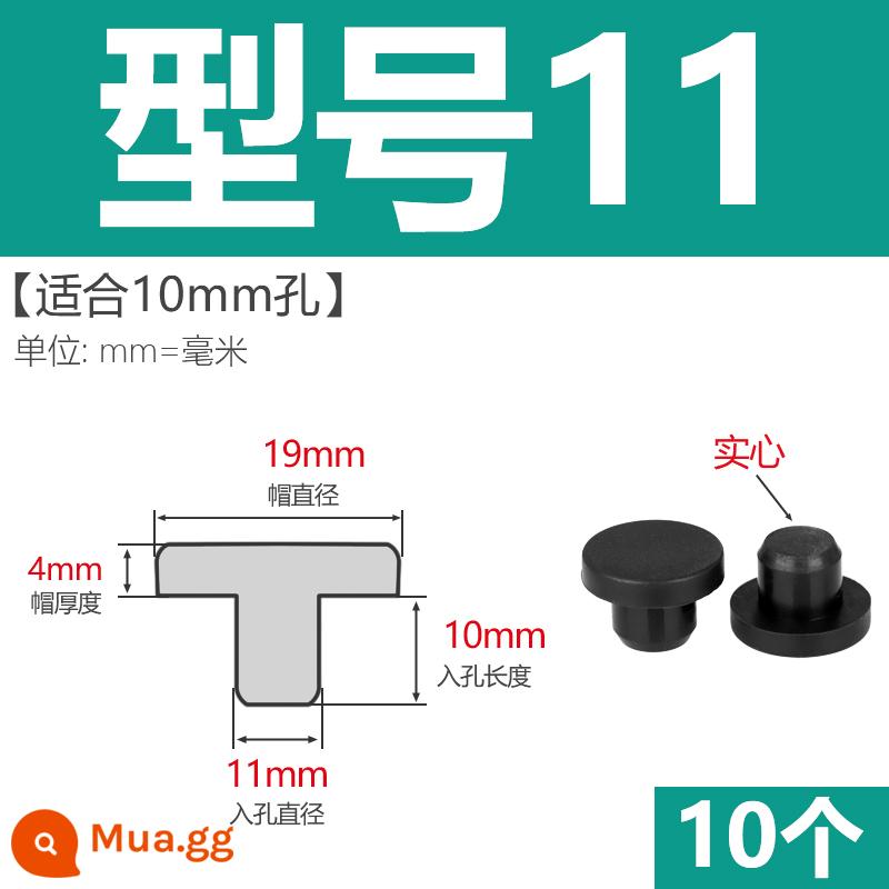 T-hình silicone cắm không thấm nước niêm phong chặn cắm cao su lỗ cắm cao su mềm cắm lỗ tròn cắm nhựa cắm ống cắm cắm bìa - Model 11-Rắn (thích hợp cho lỗ 10mm) đen/10 miếng