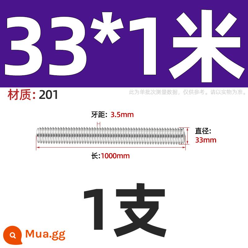 Vít có ren bằng thép không gỉ 304/201/316 cấp 8,8 xuyên qua dây Vít có ren hoàn toàn M4M5M6M8-M36 - M33*1m-201