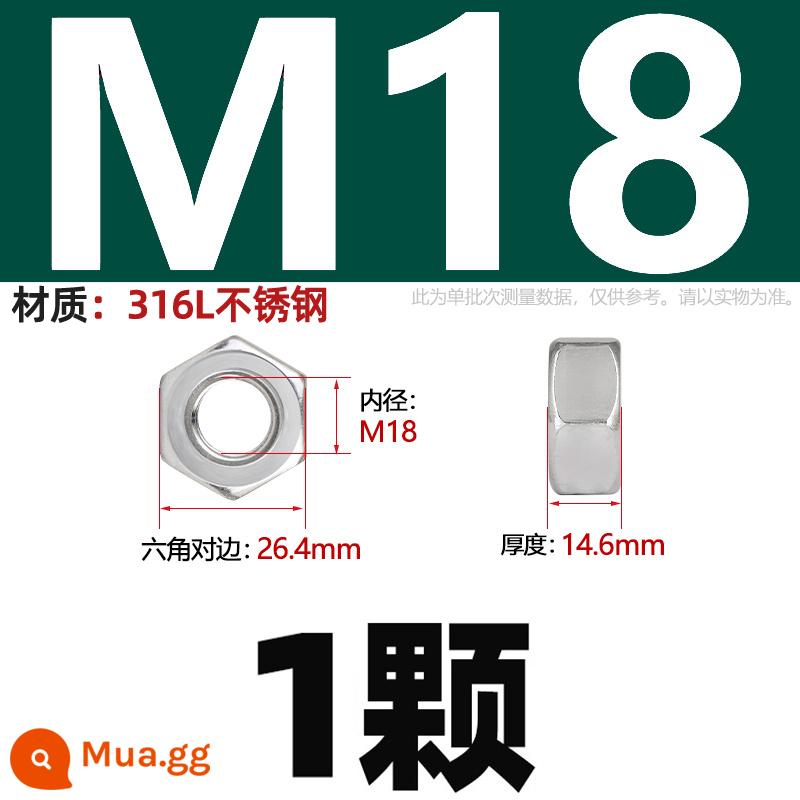 304/201/316L/321/2205 Đai ốc lục giác, bu lông, đai ốc, nắp vặn bằng thép không gỉ, M2-M160 - Viên nang M18-1 316L