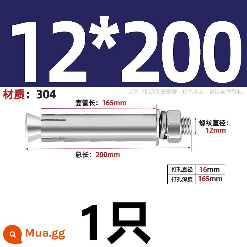 304/201/316 Thép Không Gỉ Mở Rộng Vít Bu Lông Mở Rộng Kéo Nổ Mở Rộng Ống Đinh Ngoài Ống M6M8M10-M20 - 304-M12*200(1 cái)