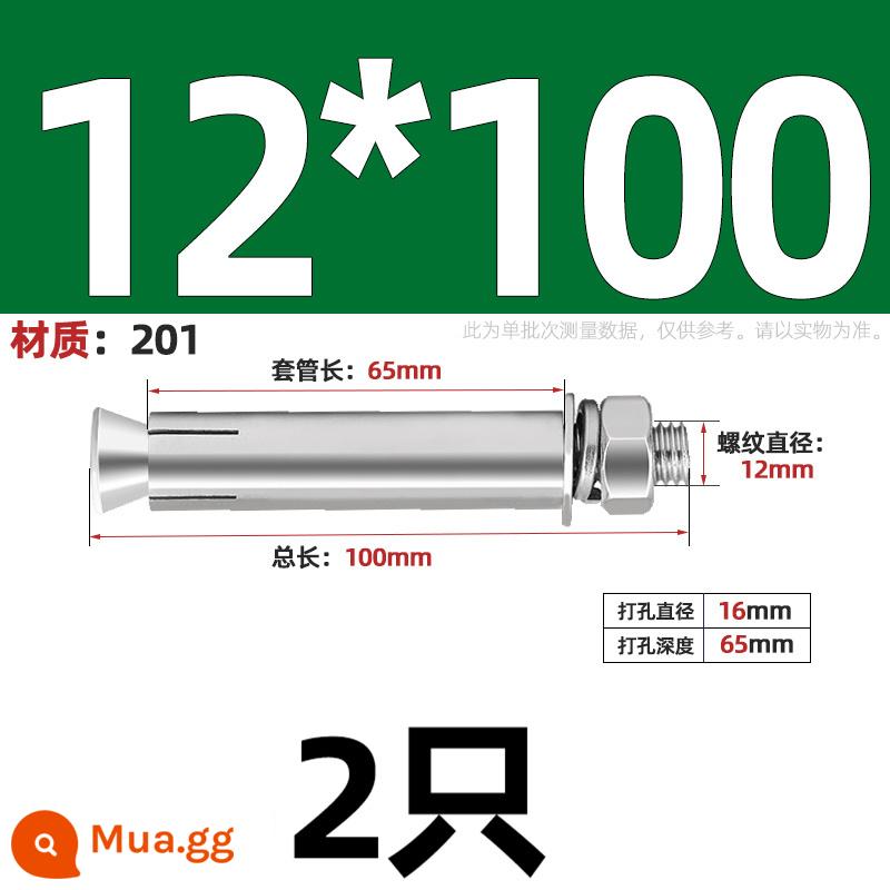 304/201/316 Thép Không Gỉ Mở Rộng Vít Bu Lông Mở Rộng Kéo Nổ Mở Rộng Ống Đinh Ngoài Ống M6M8M10-M20 - 201-M12*100(2 cái)