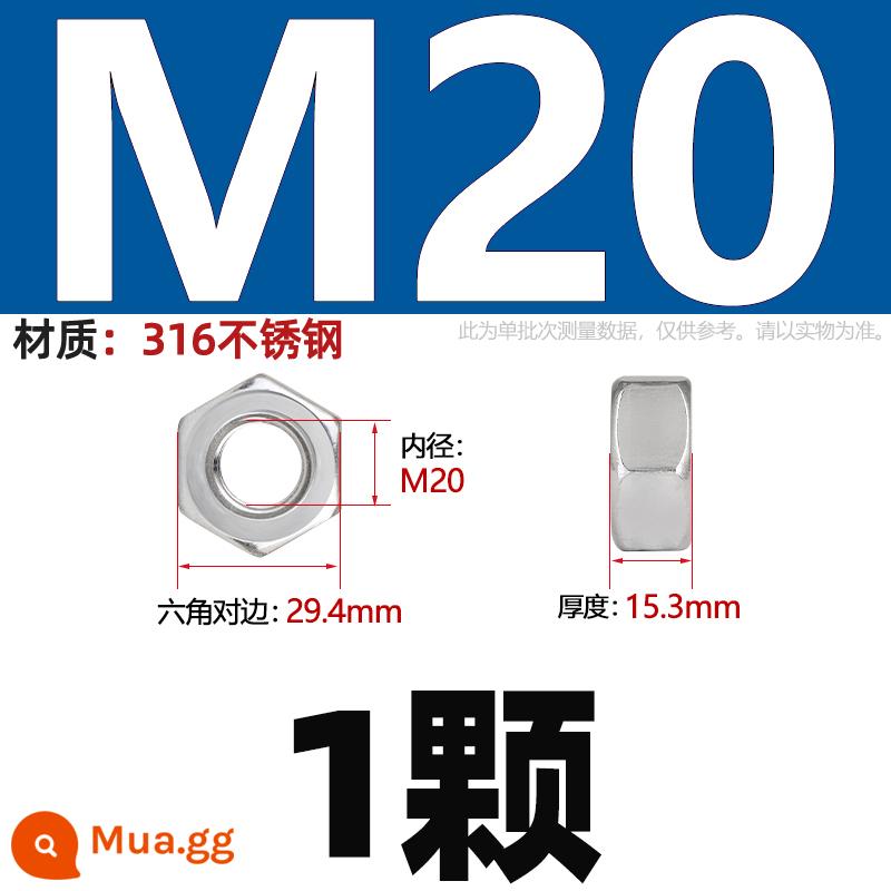 304/201/316L/321/2205 Đai ốc lục giác, bu lông, đai ốc, nắp vặn bằng thép không gỉ, M2-M160 - Viên nang M20-1 316