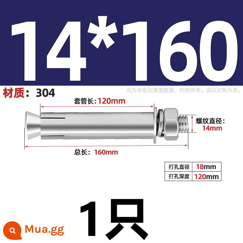 304/201/316 Thép Không Gỉ Mở Rộng Vít Bu Lông Mở Rộng Kéo Nổ Mở Rộng Ống Đinh Ngoài Ống M6M8M10-M20 - 304-M14*160(1 cái)