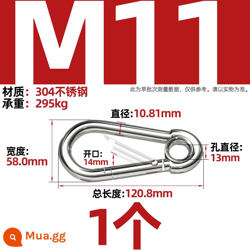 Thép không gỉ 304 mở vòng carabiner khóa an toàn móc chìa khóa Palăng khóa đai ốc lò xo đai khóa vòng xích chó khóa - M11 (có loại vòng) [1 chiếc]