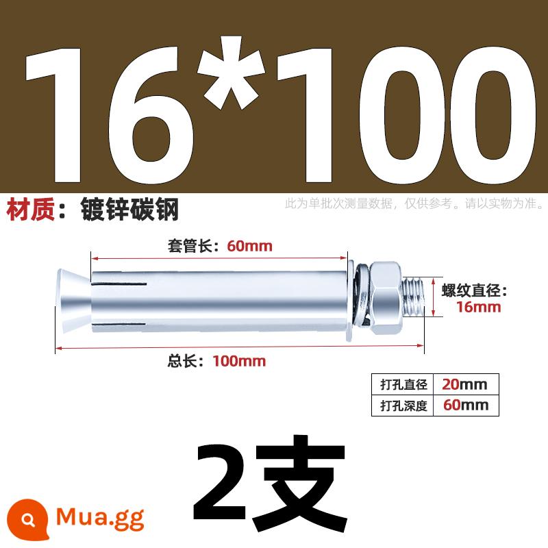 304/201/316 Thép Không Gỉ Mở Rộng Vít Bu Lông Mở Rộng Kéo Nổ Mở Rộng Ống Đinh Ngoài Ống M6M8M10-M20 - Sắt kẽm trắng xanh M16*100-2 miếng