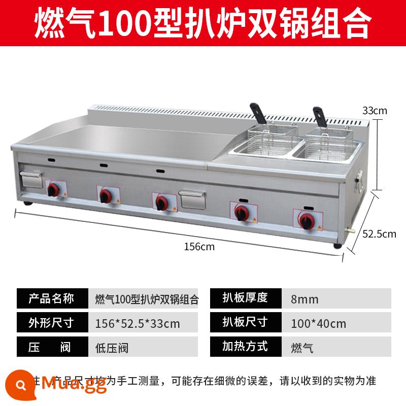 Vỉ nướng điện Teppanyaki Bếp chiên thương mại Teppanyaki Bếp chiên Tất cả thiết bị Máy lấy hành lá Đốt gas - Nồi hơi đôi vỉ nướng gas Model 100