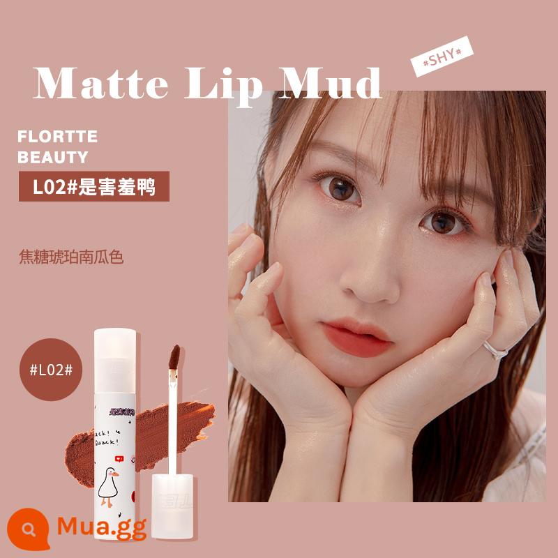 FLORTTE / Flower Loria Duck Duck Lip Mud Matte Matte Velvet Lip Glaze Lip Cheek Dual-use Student Parity Lipstick - L02# là chú vịt nhút nhát