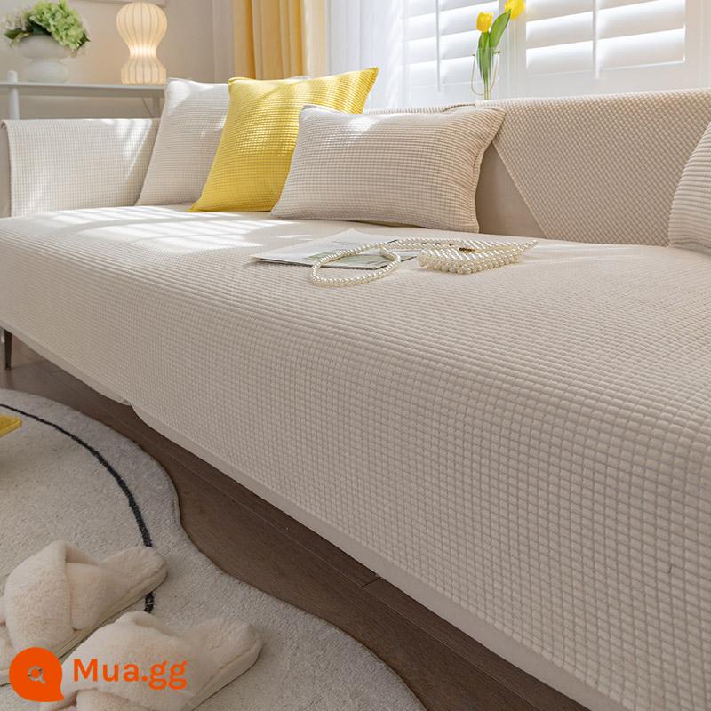 Đệm sofa màu be bốn mùa đa năng đơn giản hiện đại chống trơn trượt ngô nhung đệm ghế sofa tựa lưng khăn bọc vải - Hạt ngô - gạo trắng