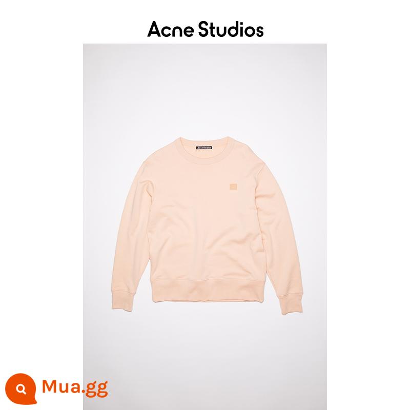 [Giảm 40% cuối mùa] Acne Studios Unisex Face Expression Smiley Face Patch Cotton Casual Top - Màu hồng nhạt