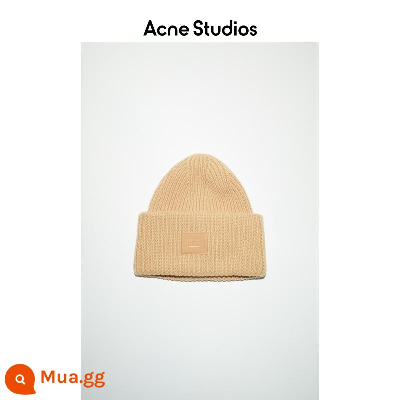 Acne Studios Unisex Biểu cảm khuôn mặt Mặt cười Mũ len Mũ len Mũ len Mũ lạnh Mũ lạnh - Bánh quy màu be