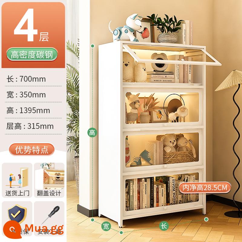 Mozu Home Tủ Sách Thép Có Cửa Kính Chống Bụi Kệ Sách Sắt Tủ Tủ Trưng Bày Nhà Tầng-Tủ Bảo Quản - Kính trong suốt cao [phiên bản dày] -4 cửa dài 70cm