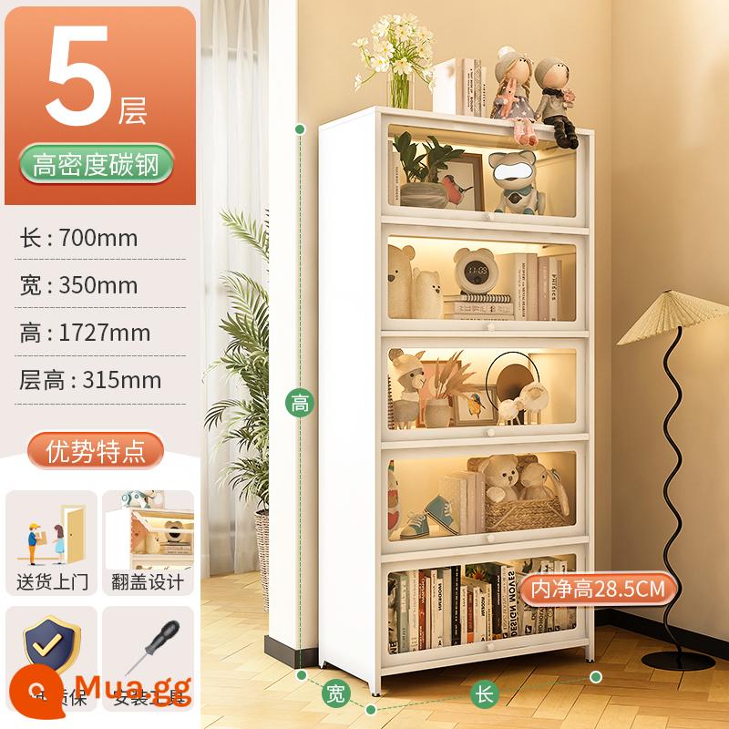 Mozu Home Tủ Sách Thép Có Cửa Kính Chống Bụi Kệ Sách Sắt Tủ Tủ Trưng Bày Nhà Tầng-Tủ Bảo Quản - Kính trong suốt cao [phiên bản dày] -5 cửa dài 70cm