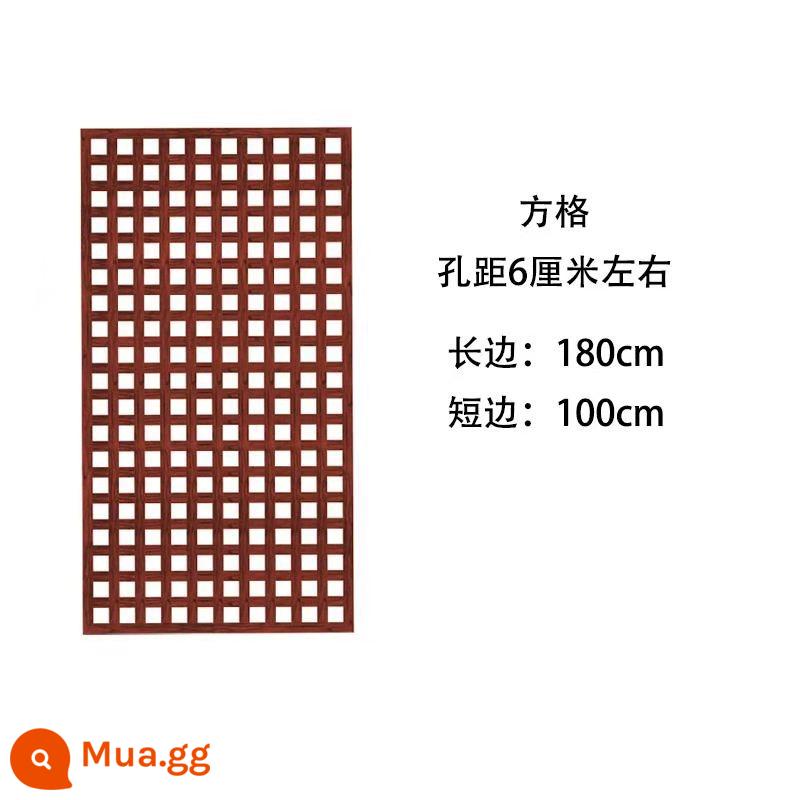 Hàng rào gỗ chống ăn mòn lưới hàng rào sân vườn tường trang trí leo hàng rào khung mây sân ngoài trời ban công hoa đứng vách ngăn - Kiểu vuông màu cacbon hóa 100 * 180