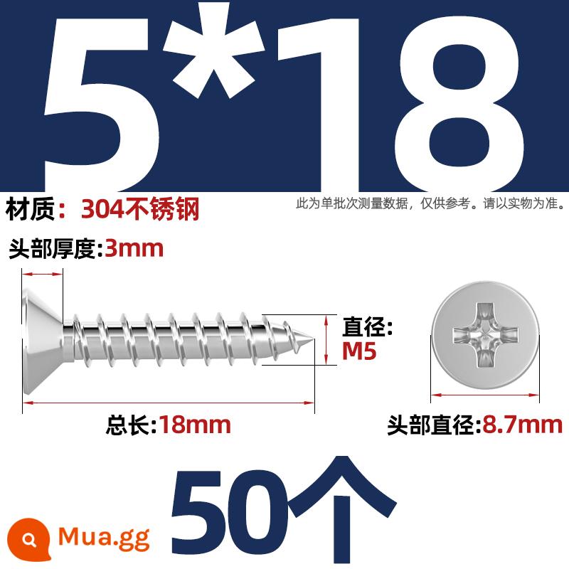 Thép không gỉ 304 vít tự tháo chéo đầu chìm vít mở rộng đầu phẳng chuyển đổi vít gỗ M2M3M4M5M6M8 - M5*18-50 miếng