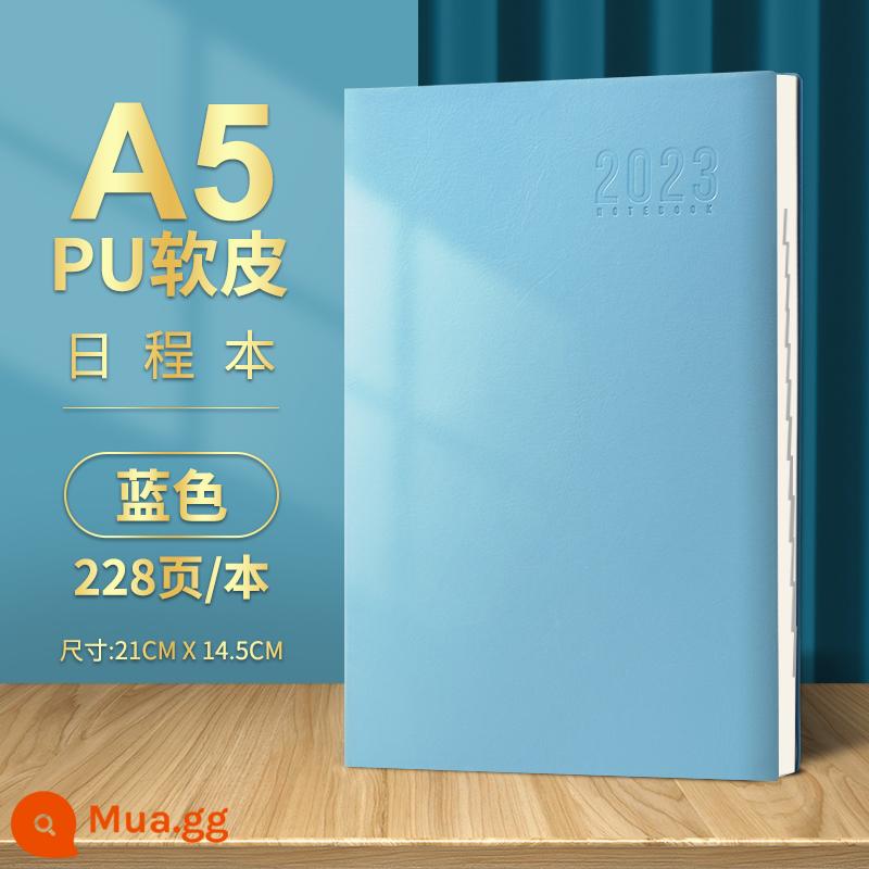 2023 sổ lịch trình thẻ nhật ký quản lý thời gian 365 ngày hàng ngày lên kế hoạch bảng này một ngày một trang lịch sổ tay phụ sổ tay tài khoản sổ tay hiệu quả sổ tay nhật ký công việc tùy chỉnh notepad - Mẫu 2023 (lịch trình) da mềm màu xanh 228 trang