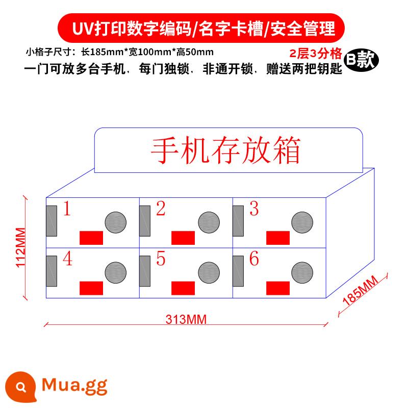 Tủ lưu trữ điện thoại di động Hộp lưu trữ có khóa acrylic trong suốt Hộp lưu trữ điện thoại di động Nhân viên Hộp lưu trữ điện thoại di động Tủ lưu trữ - Loại B, 6 ngăn nhỏ [nằm ngang, mỗi ngăn có thể đặt nhiều thiết bị]