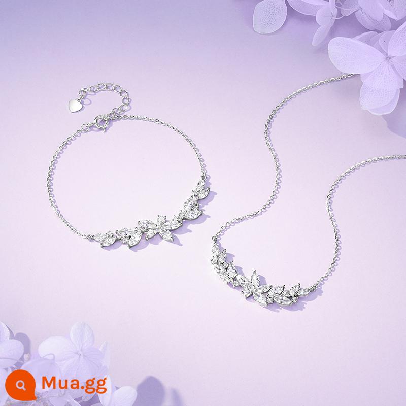 Vòng cổ hoa tử đằng của Chu Taisheng đồ trang trí bằng bạc sterling sang trọng nhẹ nhàng dành cho phụ nữ chuỗi xương đòn cao cấp như một món quà Ngày Nữ thần dành cho những người bạn thân - Bộ hoa tử đằng [vòng cổ + vòng tay]