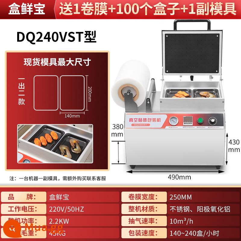 Hộp kho báu tươi kho nhỏ Máy chân không Máy bao bì Thương mại Body Body Nial Machine Durian Rau Fresh Thịt đông lạnh Thịt bò Thịt bò Thịt bò Thịt lợn Thịt lợn thực phẩm Salmon Real Real Box - DQ240VST hai hộp cùng một lúc (hộp cơm đơn 200*140)