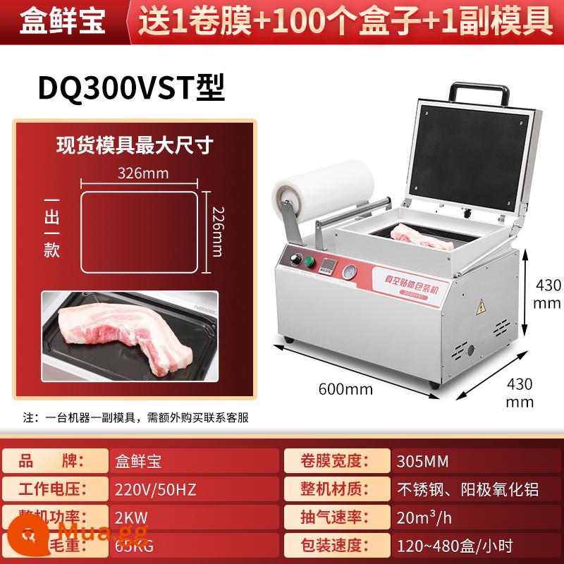 Hộp kho báu tươi kho nhỏ Máy chân không Máy bao bì Thương mại Body Body Nial Machine Durian Rau Fresh Thịt đông lạnh Thịt bò Thịt bò Thịt bò Thịt lợn Thịt lợn thực phẩm Salmon Real Real Box - DQ300VST mỗi lần một hộp (hộp cơm trưa đơn kích thước 326*226)