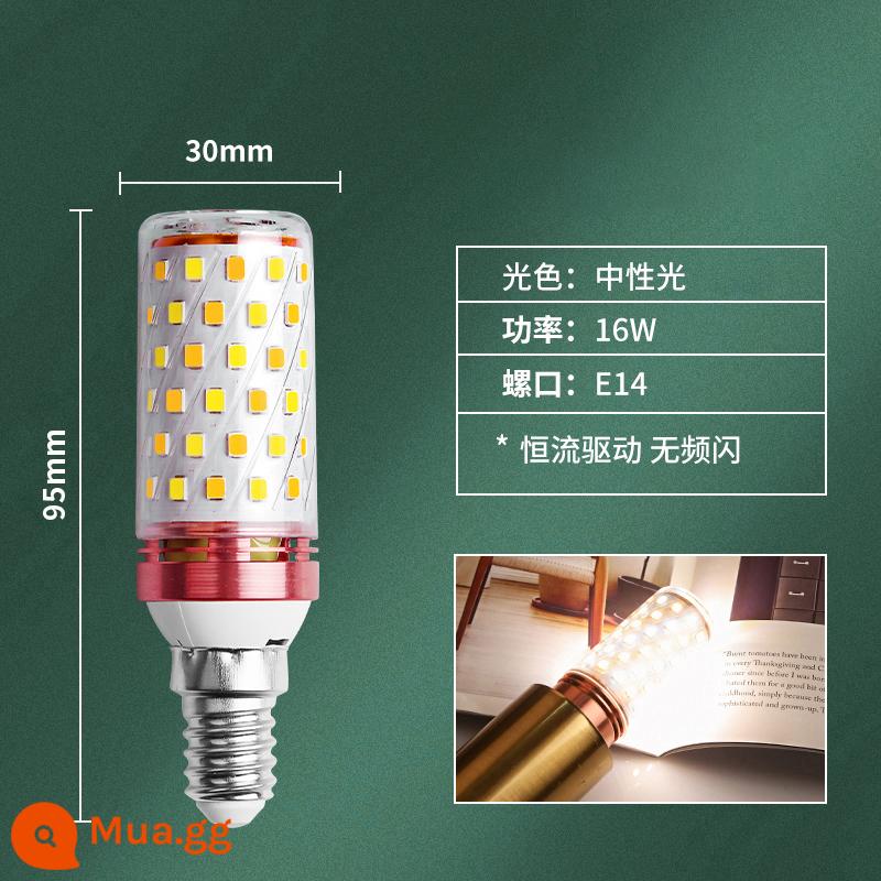 Bóng Đèn LED E27e14 Vít Ngô Đèn Đèn Chùm Siêu Sáng Nguồn Sáng Nến Bong Bóng 3 Màu Mờ Hộ Gia Đình Tiết Kiệm Năng Lượng đèn - Không nhấp nháy, cổng vít E14, đèn trung tính 16W