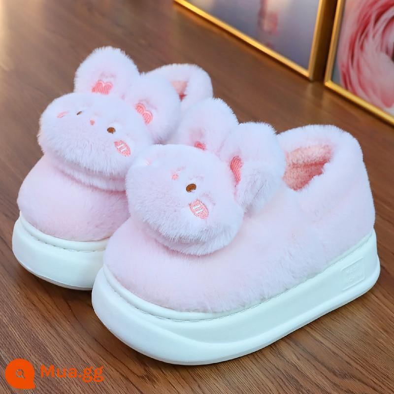 Huizi Mumu Winter Cotton Slipper nữ dày đặc tất cả -Nội thất bao gồm nhà dễ thương Thỏ sang trọng - Túi G2329 màu hồng