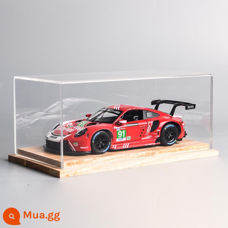 Porsche 911RSR xe mô hình 1:24 mô phỏng xe hợp kim bộ sưu tập mô hình đồ trang trí Giáng Sinh món quà sinh nhật nam - Hộp trưng bày trong suốt bằng gỗ nguyên khối Porsche 911RSR-Red+