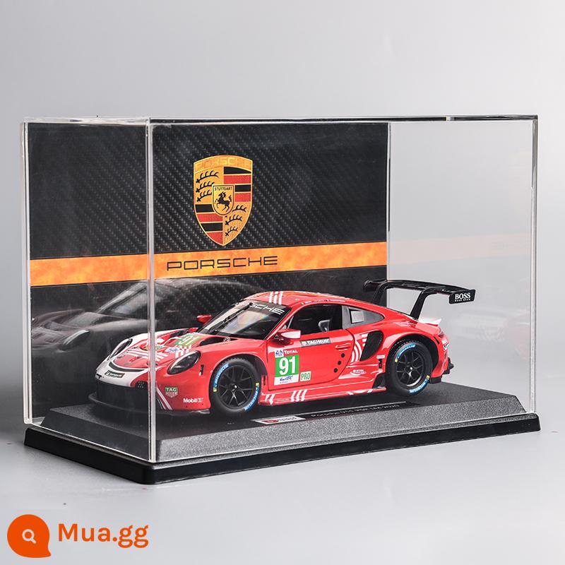 Porsche 911RSR xe mô hình 1:24 mô phỏng xe hợp kim bộ sưu tập mô hình đồ trang trí Giáng Sinh món quà sinh nhật nam - Hộp hiển thị nền Porsche 911RSR-Red+