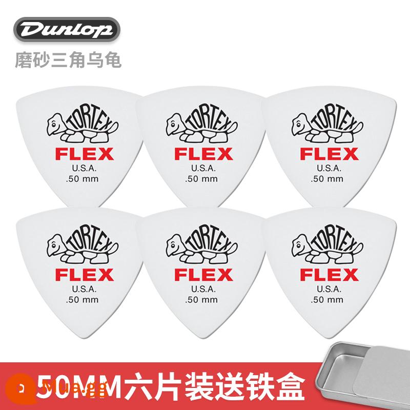 Dunlop Đàn Guitar Điện Dunlop Miếng gảy Speed Play Chà Chống trượt Miếng gảy Gỗ dân gian Guitar Rùa Quét Dây Lò Xo - [Gói 6 chiếc] Rùa tam giác 0.50mm + kèm hộp sắt