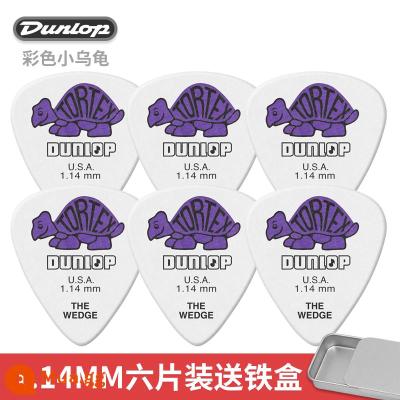 Dunlop Mái Chèo Dunlop 478R Con Rùa Nhỏ Đàn Guitar Mái Chèo Tốc Độ Bom Chống Trơn Trượt Dân Gian Đàn Guitar Điện Mùa Xuân Mảnh - [Gói sáu] Rùa nhiều màu 1,14mm + hộp thiếc nhỏ miễn phí