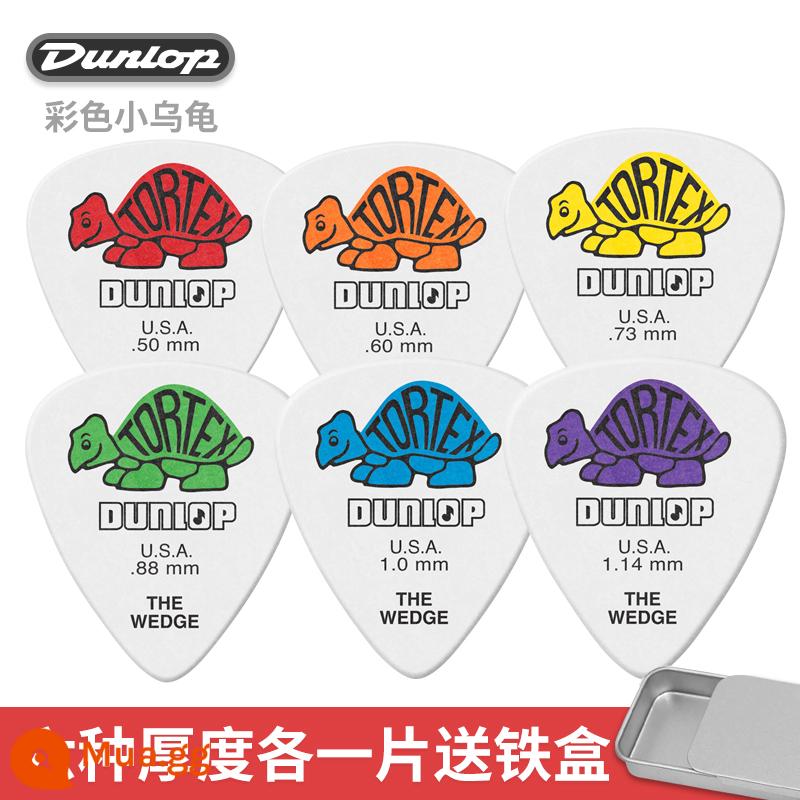 Dunlop Mái Chèo Dunlop 478R Con Rùa Nhỏ Đàn Guitar Mái Chèo Tốc Độ Bom Chống Trơn Trượt Dân Gian Đàn Guitar Điện Mùa Xuân Mảnh - [Gói sáu chiếc] Rùa nhỏ đầy màu sắc, mỗi chiếc có sáu độ dày