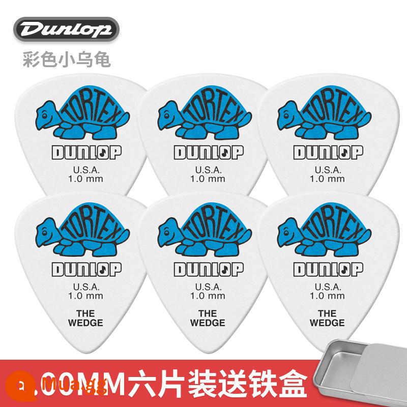 Dunlop Mái Chèo Dunlop 478R Con Rùa Nhỏ Đàn Guitar Mái Chèo Tốc Độ Bom Chống Trơn Trượt Dân Gian Đàn Guitar Điện Mùa Xuân Mảnh - [Gói sáu] Rùa nhỏ đầy màu sắc 1,00mm + hộp thiếc nhỏ miễn phí