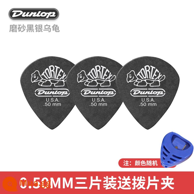 Đàn Guitar Điện Dunlop Dunlop Jazz3 Pick Little Turtle Jazz 3 Pick Guitar Chính Hãng Speed ​​Spring - [3 cái] JAZZ III đen bạc 0,50mm rùa + kẹp gắp