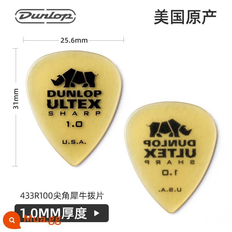 Dunlop sản xuất tại Mỹ Dunlop mái chèo tê giác 421R đàn guitar dân gian mái chèo đàn guitar điện đặc biệt chống trượt chính hãng - Kiểu nhọn-1,00mm