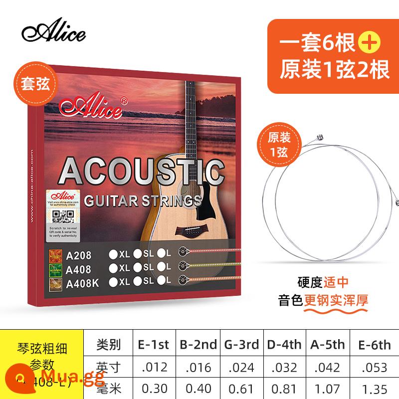 Dây Đàn Guitar Alice Dây Đàn Guitar Dân Gian Bộ Dây Đàn Guitar Gỗ 1 Dây Bộ 6 Dây Một, Hai Và Ba Dây Đơn - Bộ A408L [012-053] + 1 dây và 2 chiếc