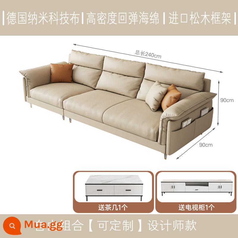 Wabi Sabi gió treo sofa vải phòng khách tối giản hiện đại căn hộ nhỏ hàng thẳng ba kem gió công nghệ sofa vải - Bàn cà phê 2,4 mét [ba người] Tủ TV