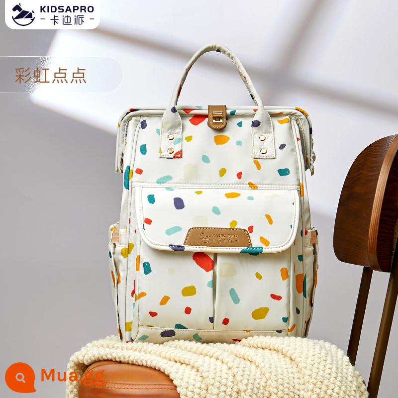 Cadai Mommy Bag Back 2022 Mô hình mới, Ánh sáng ánh sáng, Công suất lớn Mẹ và Backpack em bé - chấm cầu vồng