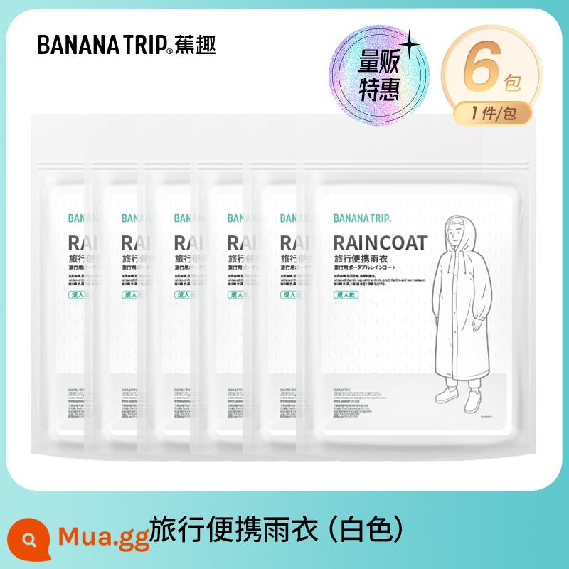 Banana Fun Áo mưa dùng một lần Bao giày Người lớn Trẻ em Áo mưa Poncho Leo núi Đi bộ đường dài Buổi hòa nhạc Quần áo mưa trong suốt Thiết bị - Áo mưa dày-trắng*6