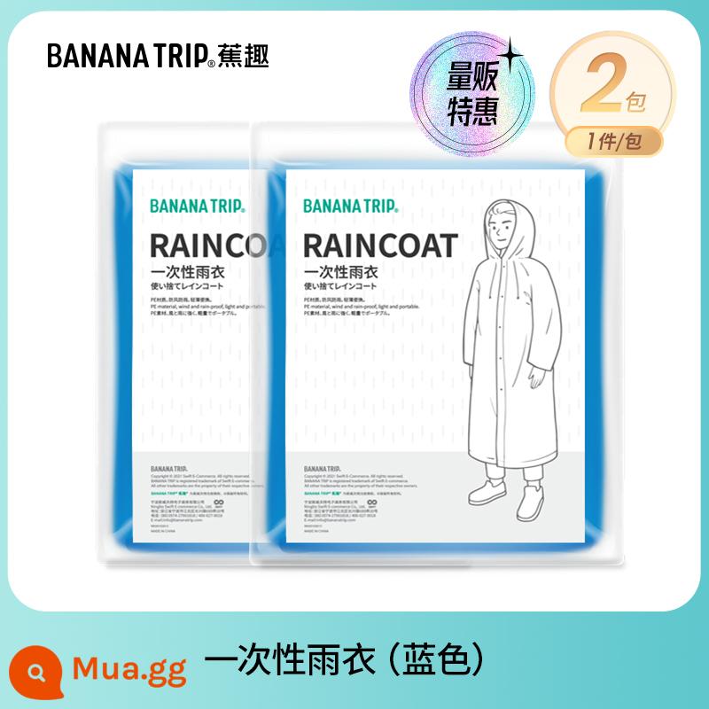 Banana Fun Áo mưa dùng một lần Bao giày Người lớn Trẻ em Áo mưa Poncho Leo núi Đi bộ đường dài Buổi hòa nhạc Quần áo mưa trong suốt Thiết bị - Áo mưa dùng một lần màu xanh*2