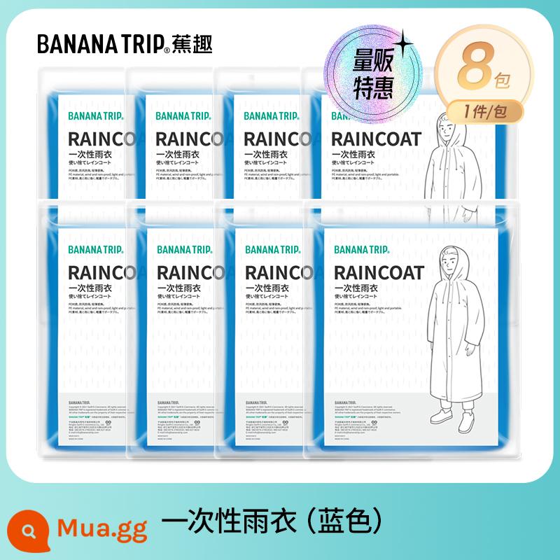 Banana Fun Áo mưa dùng một lần Bao giày Người lớn Trẻ em Áo mưa Poncho Leo núi Đi bộ đường dài Buổi hòa nhạc Quần áo mưa trong suốt Thiết bị - Áo mưa dùng một lần màu xanh*8